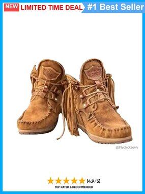 Faux Suede Fringed Ankle Boots Vintage Mocc